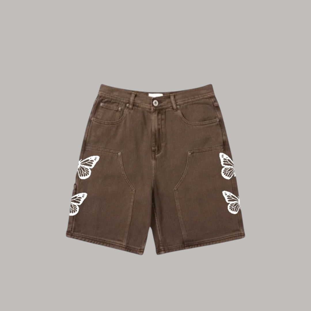 4GM BTFLY BROWN JEAN SHORTS